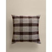 M&S Pure Cotton Checked Textured Cushion Chocolate