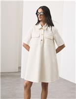 Autograph Pure Cotton Mini Shirt Dress Soft White