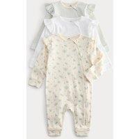 M&S 3 Pack Cotton Rich Sleepsuits (6lbs-3 Yrs) Blue
