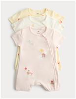 3 Pack Cotton Rich Embroidered Rompers (7lbs-3 Yrs)