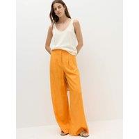M&S Linen Rich Tailored Wide Leg Trousers Mango