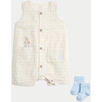 M&S 2 Piece Peter Rabbit Bibshort Outfit (0-24 Months) Cream Mix