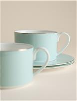 Set of 2 Bone China Cups & Saucers