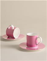 2 Pack Bone China Espresso Cups & Saucers