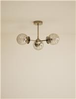 Sputnik Bubble Glass 3 Arm Flush Ceiling Light