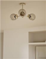 Sputnik Bubble Glass 3 Arm Flush Ceiling Light
