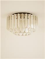 Faceted Glass 2 Ring Flush Ceiling Light
