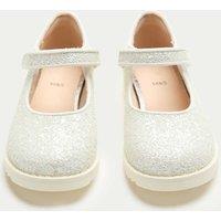 M&S Kids' Glitter Mary Jane Shoes (4 Small - 2 Large) Ice White