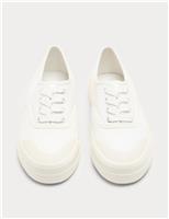 M&S Cup Sole Platform Plimsoll Trainers White