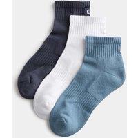 Goodmove 3 Pack Cotton Rich Quarter Socks Blue Mix