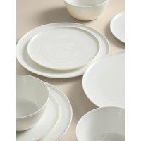 M&S 12 Piece Straight Sided China Dinner Set White