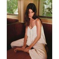 M&S Voile Embroidered Cropped Cami Pyjama Set White