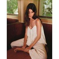M&S Voile Embroidered Cropped Cami Pyjama Set White