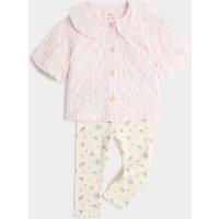 M&S 2 Piece Cotton Rich Outfit (0-5 Yrs) Pink Mix