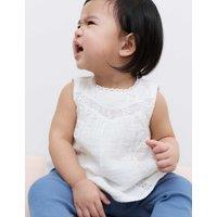 M&S 2 Piece Cotton Rich Blouse & Leggings Outfit (0-5 Yrs) Blue Mix