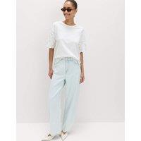 M&S High Waisted Crease Front Barrel Jeans Bleached