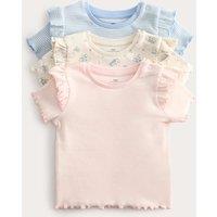M&S 3 Pack Cotton Rich Ribbed Printed Tops (0-5 Yrs) Multi