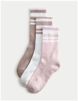 3 Pack Cotton Rich Striped Crew Socks