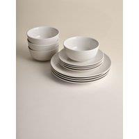 M&S 12 Piece Porcelain Dinner Set White