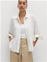 Pure Cotton Shirred Collared Shirt