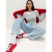 M&S Double Layer Henley Top Grey Mix