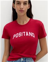 Pure Cotton Slogan Slim Fit T-Shirt