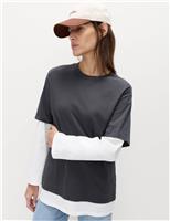 Pure Cotton Double Layer Oversized T-Shirt