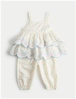 2 Piece Pure Cotton Spotty Top and Trousers (0-5 Years)