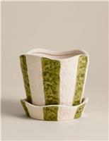 Striped Textured Ceramic Planter