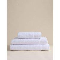 M&S Pure Cotton Towel with Linen Border White