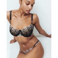 Rosie Flora Embroidery Wired Balcony Bra F-H Black Mix