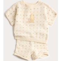 M&S 2 Piece Pure Cotton Winnie the Pooh Outfit (0-2 Yrs) Cream Mix