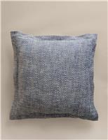 M&S Pure Cotton Herringbone Cushion Green