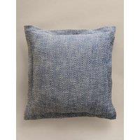 M&S Pure Cotton Herringbone Cushion Slate Blue