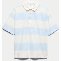 M&S Pure Cotton Short Sleeve Rugby Shirt (6-16 Yrs) Blue