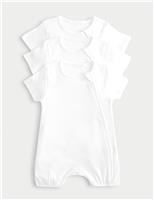 M&S 3 Pack Pure Cotton White Rompers (0-3 Years) White