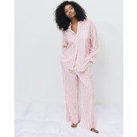 M&S Pure Cotton Striped Wide Leg Pyjama Bottoms Red Mix
