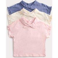 M&S 3 Pack Pure Cotton Neck Tie Tops (0-5 Yrs) Multi