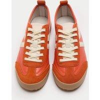 M&S Leather Stripe Trainers Orange
