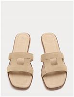 M&S Suede Flat Mule Sandals Taupe