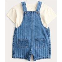 M&S Denim Striped Bibshort with T-Shirt (0-3 Yrs) Denim