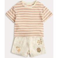 M&S Stripe Top and Graphic Shorts Outfit (0-5 Yrs) Brown