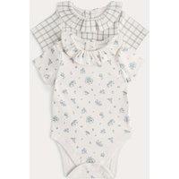 M&S 2 Pack Cotton Rich Frilled Bodysuits (7lbs - 12 Mths) Ivory