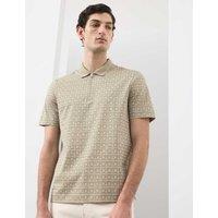 Autograph Pure Supima Cotton Geometric Polo Shirt Khaki