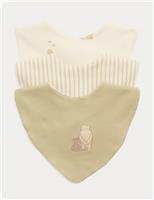M&S 3 Pack Cotton Rich Winnie The Pooh Dribble Bibs Cream Mix