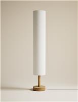Fabric Cylinder Shade Wood Base Floor Lamp