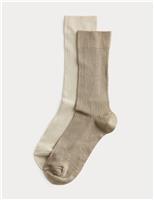 2pk Rayon Ribbed Ankle High Socks