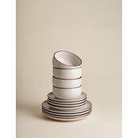 M&S 12 Piece Michigan Rim Dinner Set Natural