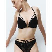 Boutique Vera Lace Wired Push Up Plunge Bra (A-E) Black