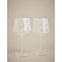 M&S Set of 2 Speckled Wine Glasses White